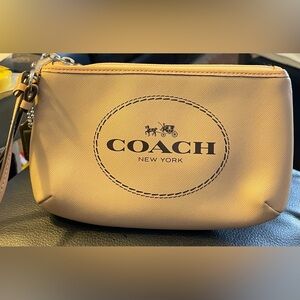 Coach Small Tan Logo Zip Pouch